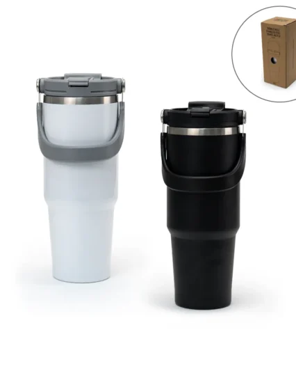Double Wall Stainless Steel Tumblers with Handle & Straw – 900ml