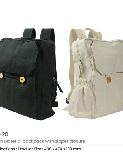 Cotton Backpacks with Zipper Closure
