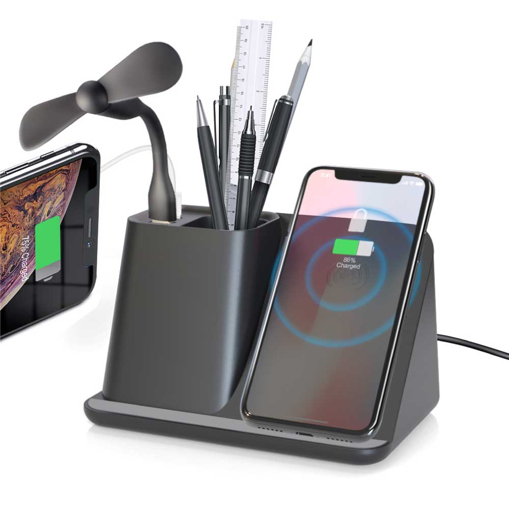 Desktop Pen Holder with 5W Wireless Charger